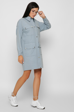 Джинсова блакитна сукня з кишенями 37404, Колір: Блакитний, Розмір: XS, зображення 3