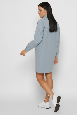 Джинсова блакитна сукня з кишенями 37404, Колір: Блакитний, Розмір: XS, зображення 4