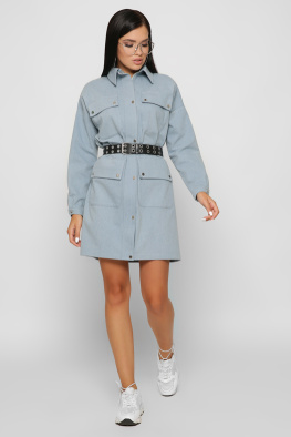 Джинсова блакитна сукня з кишенями 37404, Колір: Блакитний, Розмір: XS, зображення 5