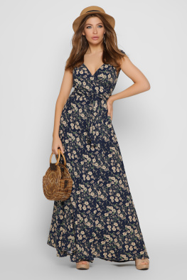 Синя сукня максі на запАх 37136, Колір: Синій, Розмір: L, зображення 4