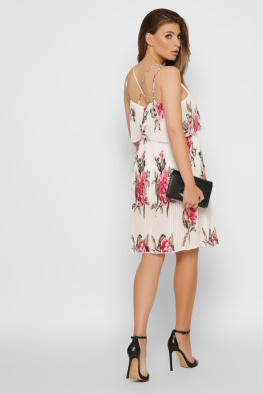 Платье с летним принтом и рюшами 48839, Цвет: Белый, Размер: XS, изображение 3