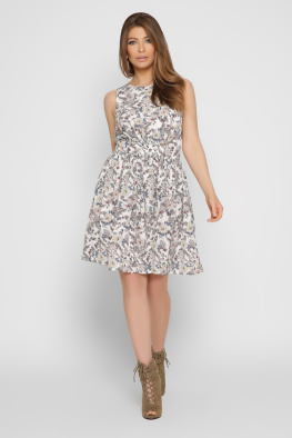 Молочна сукня у квіточку 37019, Колір: Молочний, Розмір: XS, зображення 2