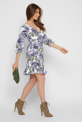 Романтична синя сукня з рюшами 37021, Колір: Синій, Розмір: XS, зображення 3