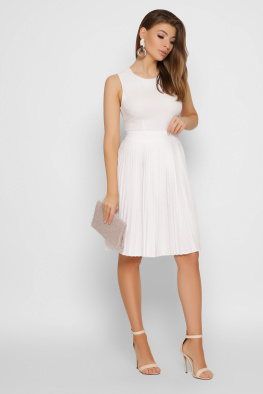 Лляна біла сукня пліссе 37090, Колір: Білий, Розмір: L, зображення 2