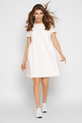 Хлопковое платье с цветочной вышивкой 48837, Цвет: Молочний, Размер: L, изображение 3
