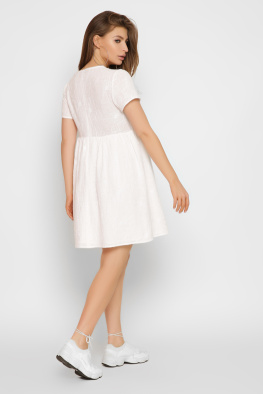 Хлопковое платье с цветочной вышивкой 48837, Цвет: Молочний, Размер: L, изображение 4