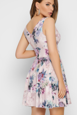 Платье с цветочным рисунком и расклешенной юбкой 35866, Цвет: Пудровый, Размер: S, изображение 5