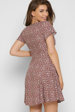 Легка сукня в квіточку колір капучино 36843, Колір: Капучино, Розмір: XS