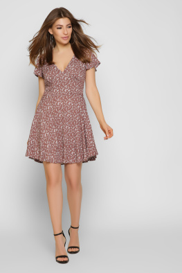 Легка сукня в квіточку колір капучино 36843, Колір: Капучино, Розмір: XS, зображення 3