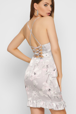 Приталенное платье с рюшей на подоле 35499, Цвет: Серый, Размер: XS, изображение 3