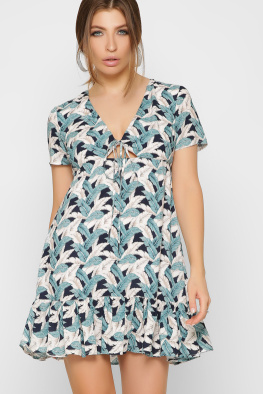 Літня сукня з принтом та оборкою 35849, Колір: Чорний, Розмір: XS, зображення 2