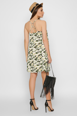 Модна сукня з яскравим принтом у вигляді квітів 35779, Колір: Жовтий, Розмір: XS, зображення 4