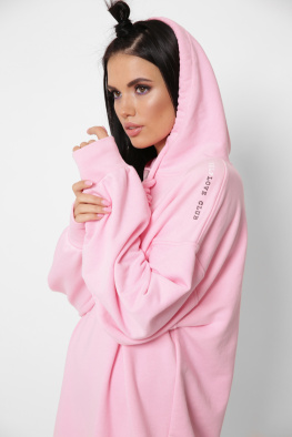 Спортивное розовое платье худи 38122, Цвет: Розовый, Размер: XS, изображение 6