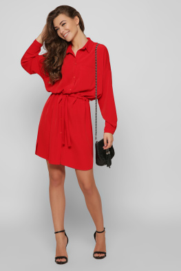Червона витончена сукня на кулісі 37401, Колір: Червоний, Розмір: XS, зображення 4