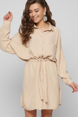 Бежевое изящное платье на кулисе 37402, Цвет: Бежевый, Размер: L, изображение 2