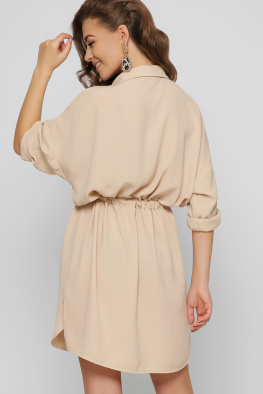 Бежевое изящное платье на кулисе 37402, Цвет: Бежевый, Размер: L, изображение 5