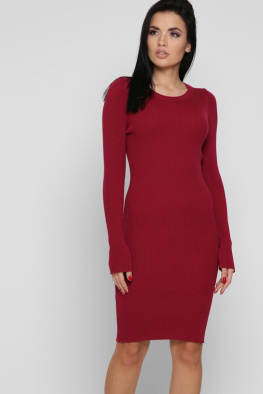 Трикотажна бордова сукня 38705, Колір: Бордовий, Розмір: ONE SIZE