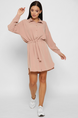 Романтична сукня на кулісі колір пудра 37922, Колір: Пудровий, Розмір: XS