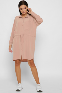 Романтична сукня на кулісі колір пудра 37922, Колір: Пудровий, Розмір: L, зображення 2