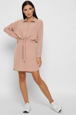 Романтична сукня на кулісі колір пудра 37922, Колір: Пудровий, Розмір: L, зображення 3