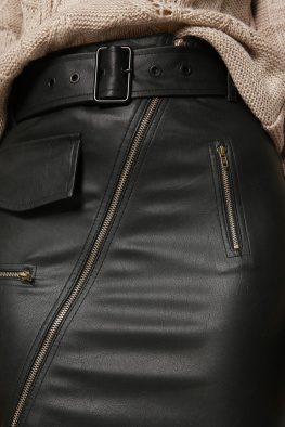 Спідниця жіноча міні з екошкіри Carica UB-3263-8 58109, Колір: Чорний, Розмір: XS, зображення 4