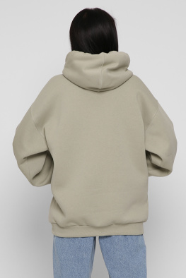Женский оливковый худи oversize на флисе 38734, Цвет: Хаки, Размер: XS, изображение 7