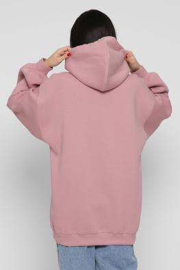 Жіночий пудровий худі oversize на флісі 38735, Колір: Пудровий, Розмір: L, зображення 7
