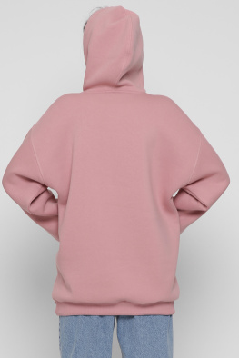 Жіночий пудровий худі oversize на флісі 38735, Колір: Пудровий, Розмір: L, зображення 8