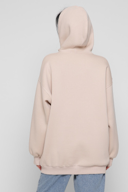 Жіночий бежевий худі oversize на флісі 38738, Колір: Бежевий, Розмір: XS, зображення 5