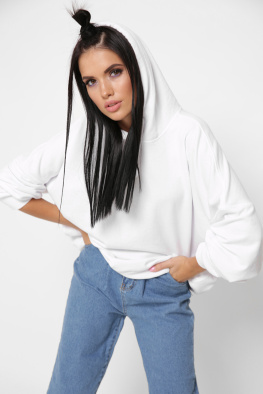 Женское белое худи оверсайз 38106, Цвет: Белый, Размер: XS
