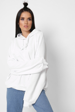 Женское белое худи оверсайз 38106, Цвет: Белый, Размер: XS, изображение 2
