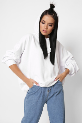 Женское белое худи оверсайз 38106, Цвет: Белый, Размер: XS, изображение 5