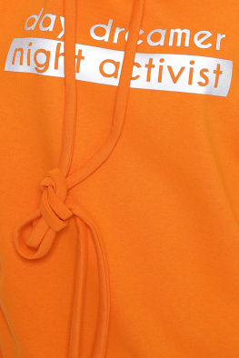 Модное женское худи с принтом цвет оранжевый 36873, Цвет: Оранжевый, Размер: XS, изображение 5