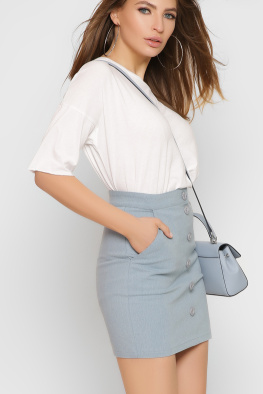 Юбка женская джинсовая мини Carica UB-3260-11 58108, Цвет: Голубой, Размер: L, изображение 6