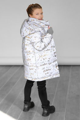 Дитяча світловідбивна куртка з написами колір золото 36980, Колір: Золотистий, Розмір: 110, зображення 5