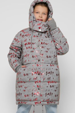 Дитяча світловідбивна куртка з написами колір червоний 36979, Колір: Червоний, Розмір: 116, зображення 4