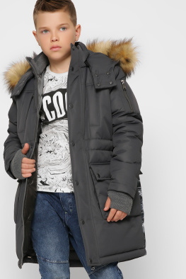 Зимова куртка для хлопчика колір сірий 36919, Колір: Сірий, Розмір: 134, зображення 2