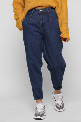 Темно-синие джинсы мом 38619, Цвет: Темно-синий, Размер: 30, изображение 3