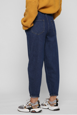 Темно-синие джинсы мом 38619, Цвет: Темно-синий, Размер: 30, изображение 4