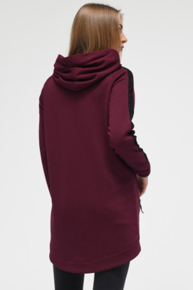 Удлиненная спортивная кофта с капюшоном и карманами цвет марсала 34573, Цвет: Бургунди, Размер: XS, изображение 5