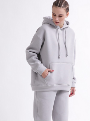 Уютный серый спортивный костюм в стиле оверсайз 55861, Цвет: Серый, Размер: L, изображение 6