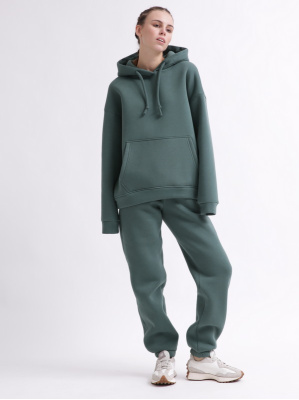 Уютный зеленый спортивный костюм в стиле оверсайз 55864, Цвет: Зеленый, Размер: L, изображение 4