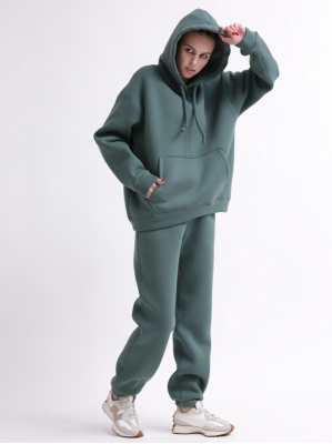Уютный зеленый спортивный костюм в стиле оверсайз 55864, Цвет: Зеленый, Размер: L