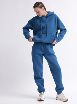 Уютный синий спортивный костюм в стиле оверсайз 55865, Цвет: Синий, Размер: S, изображение 3
