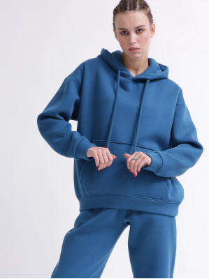 Уютный синий спортивный костюм в стиле оверсайз 55865, Цвет: Синий, Размер: S, изображение 4