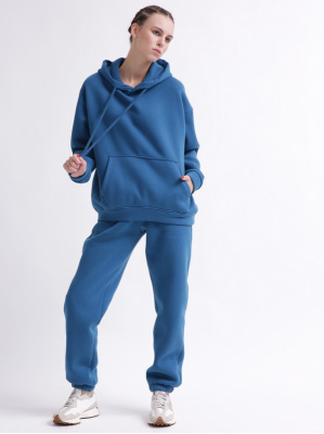 Уютный синий спортивный костюм в стиле оверсайз 55865, Цвет: Синий, Размер: S, изображение 5