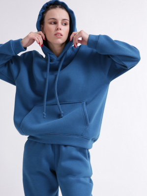 Уютный синий спортивный костюм в стиле оверсайз 55865, Цвет: Синий, Размер: S, изображение 7