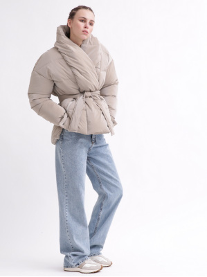 Зимова жіноча куртка з поясом колір беж 37574, Колір: Бежевий, Розмір: M, зображення 7