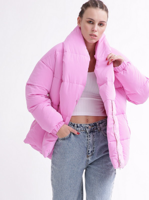 Зимняя женская куртка с поясом, цвет розовый 55578, Цвет: Розовый, Размер: XS, изображение 5
