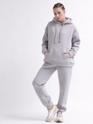 Уютный серый спортивный костюм в стиле оверсайз 55861, Цвет: Серый, Размер: L, изображение 3